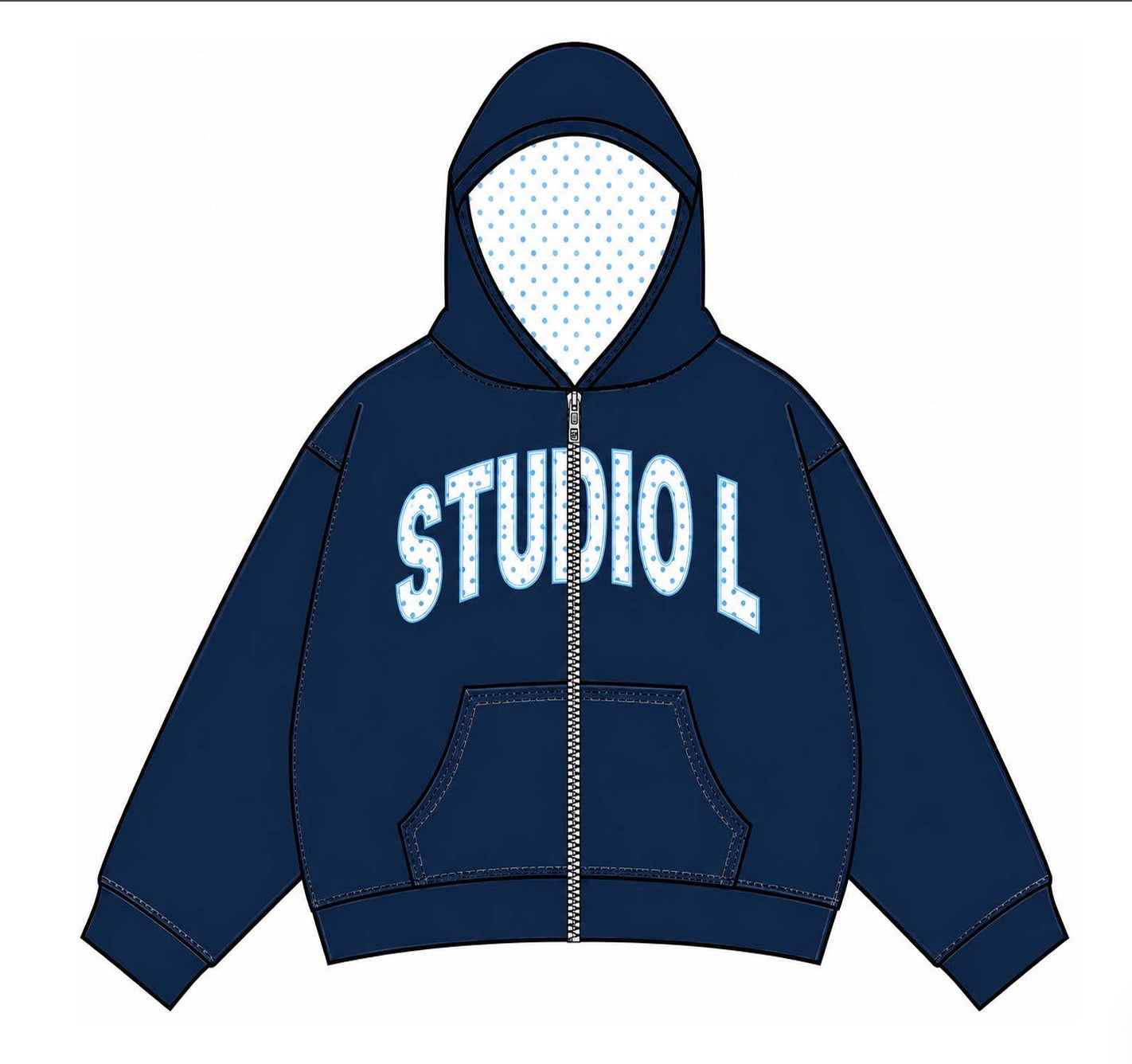 Zip Up Appliqué Embroidered