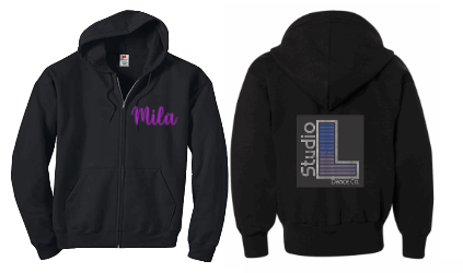 Rhinestone Hoodie Full ZIP Sweatshirt (optional personalization)